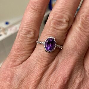 Amethyst Gemstone Sterling Silver Ring size 8.75